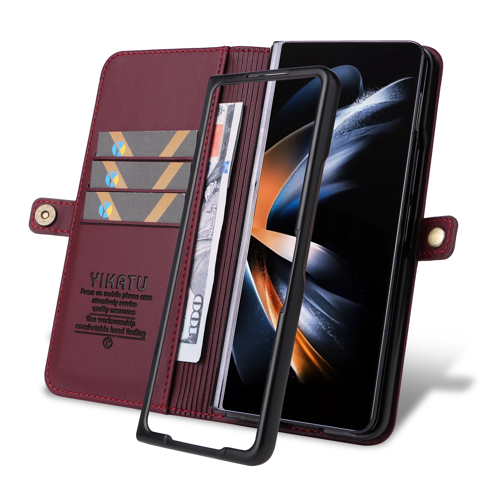 YIKATU YK- 001 for Samsung Galaxy Z Fold6 5G Case PU Leather Strong Magnetic Flip hone Cover - Wine Red YIKATU YK- 001 for Samsung Galaxy Z Fold6 5G Case PU Leather Strong Magnetic Flip hone Cover - Wine Red